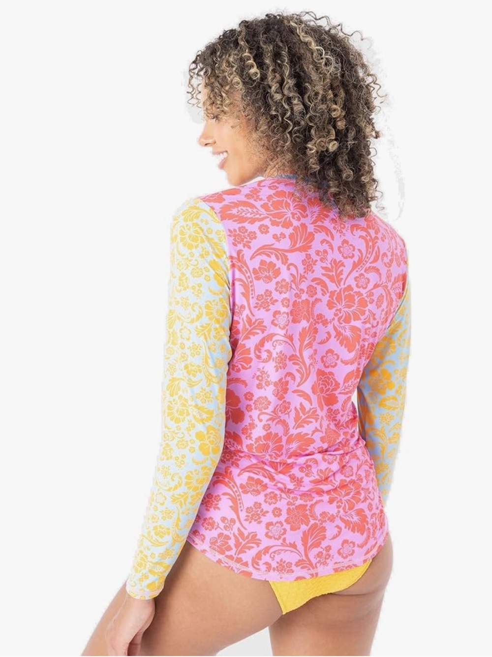 Roxy TAPESTRY PATCHWORK SEA SKIPPING COLOR BLOCK RASHGUARD - Picture 2 of 4